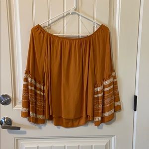 Luq yellow off the shoulder top